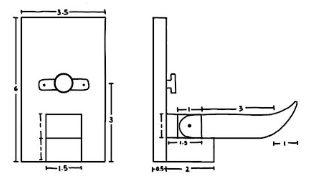 Orthographic engineering drawing with dimensions