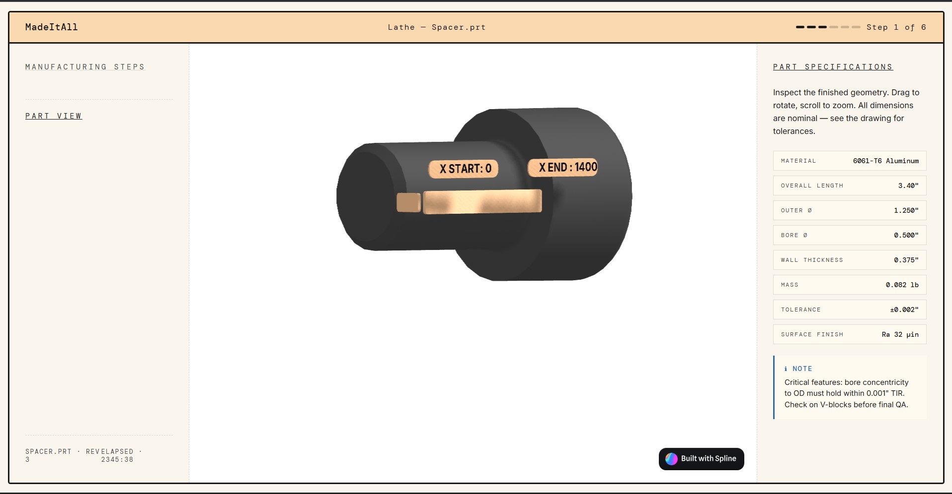 3D part inspection view