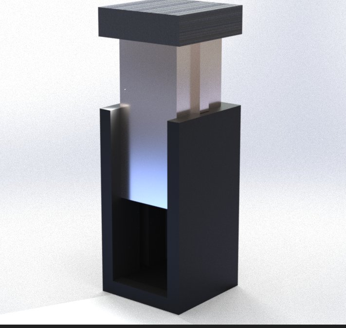 Physical prototype — black wood with steel insert