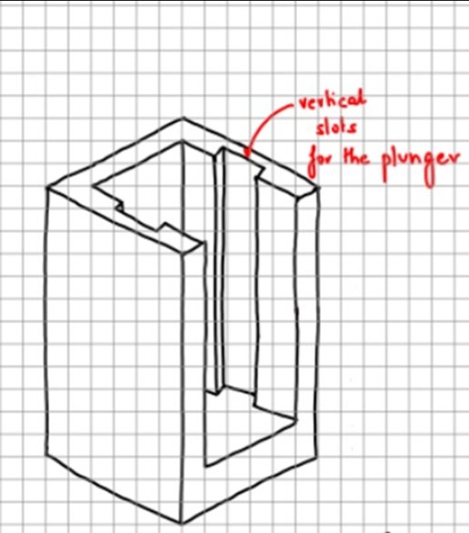 Casing with vertical plunger slots detail