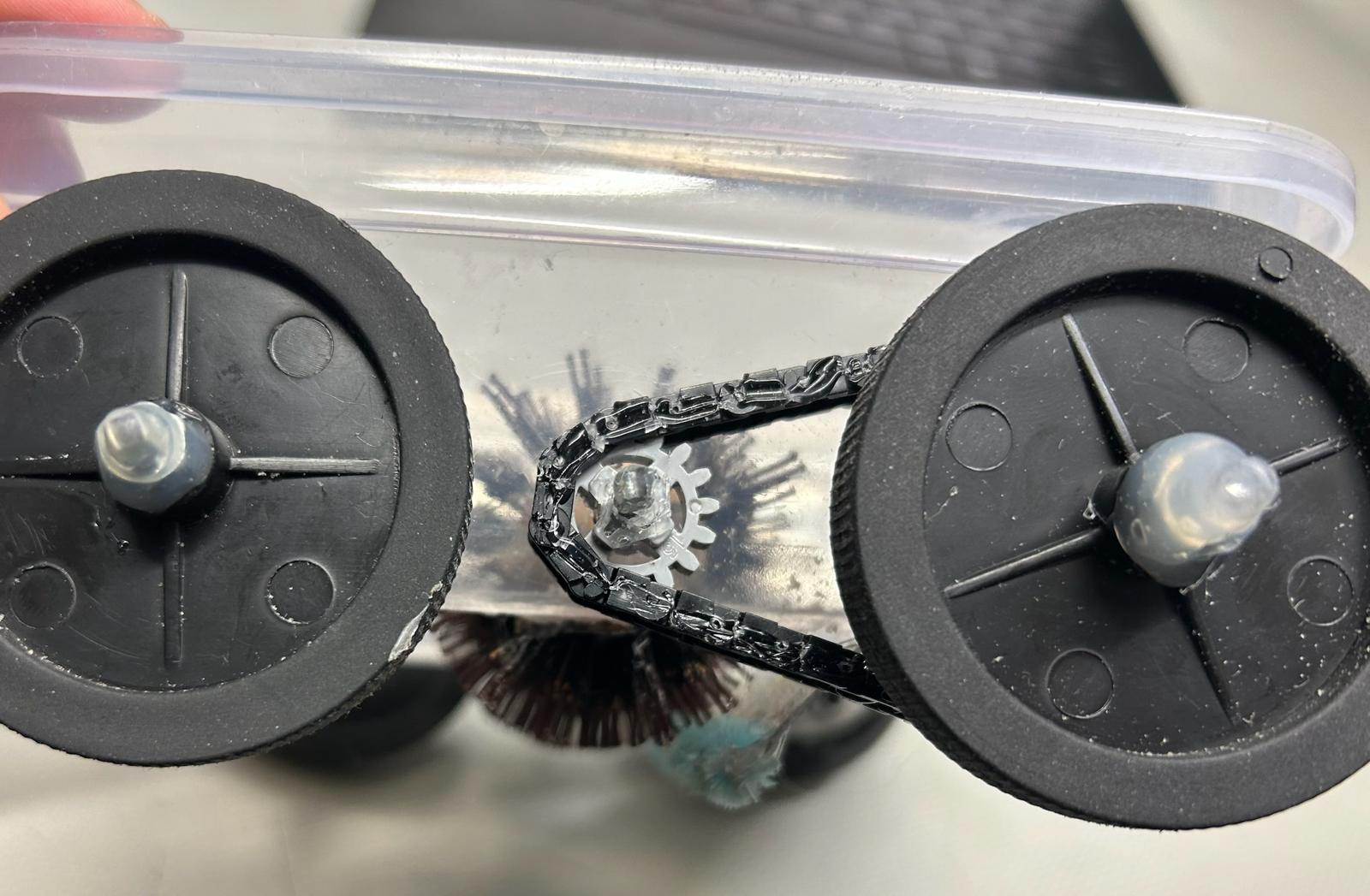 Close up of gear and chain mechanism