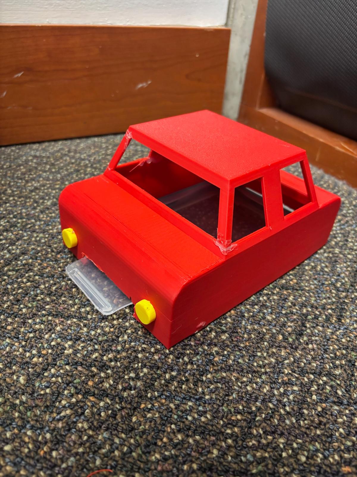 3D printed red car body top view